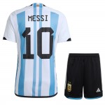 Günstige Fußballtrikots Argentinien 3 Star MESSI 10 Kinder Heimtrikot FIFA WM 2022 Kurzarm